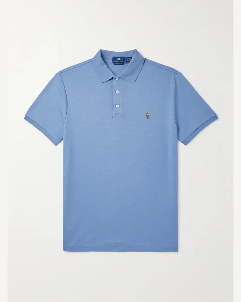 Ralph Lauren Polohemd aus Baumwoll-Jersey mit Logostickerei Blau