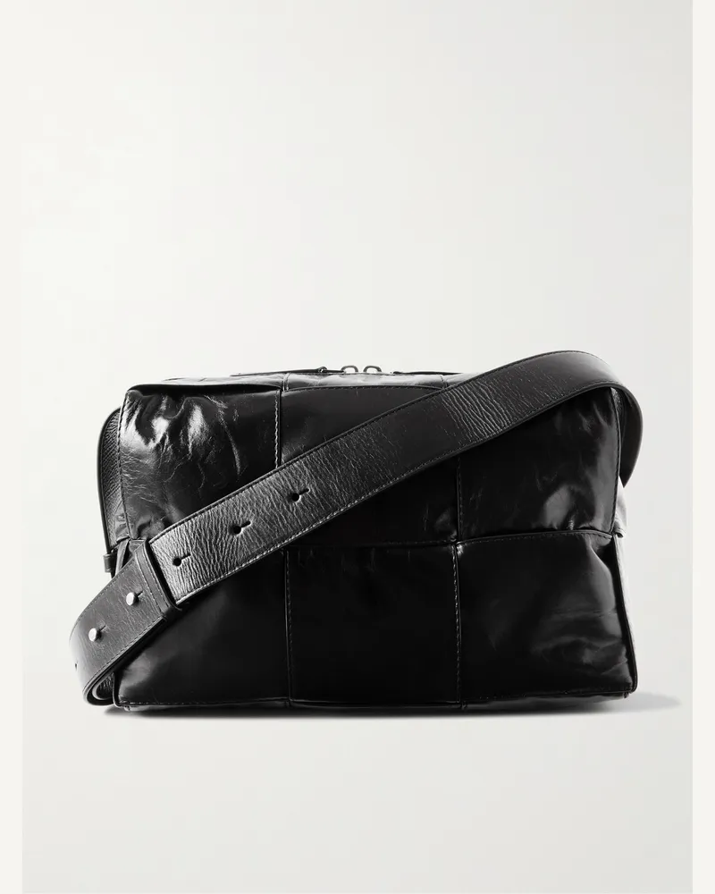 Bottega Veneta Intrecciato Leather Camera Bag Black