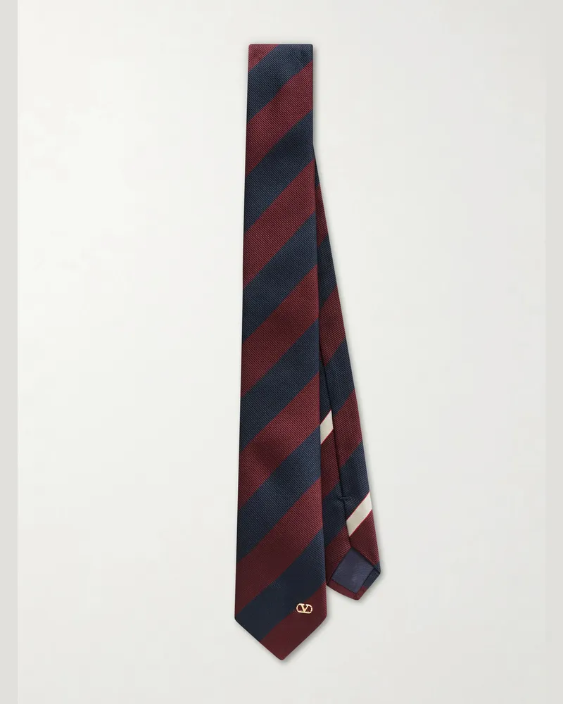 Valentino Garavani 6cm Striped Silk-Jacquard Tie Red