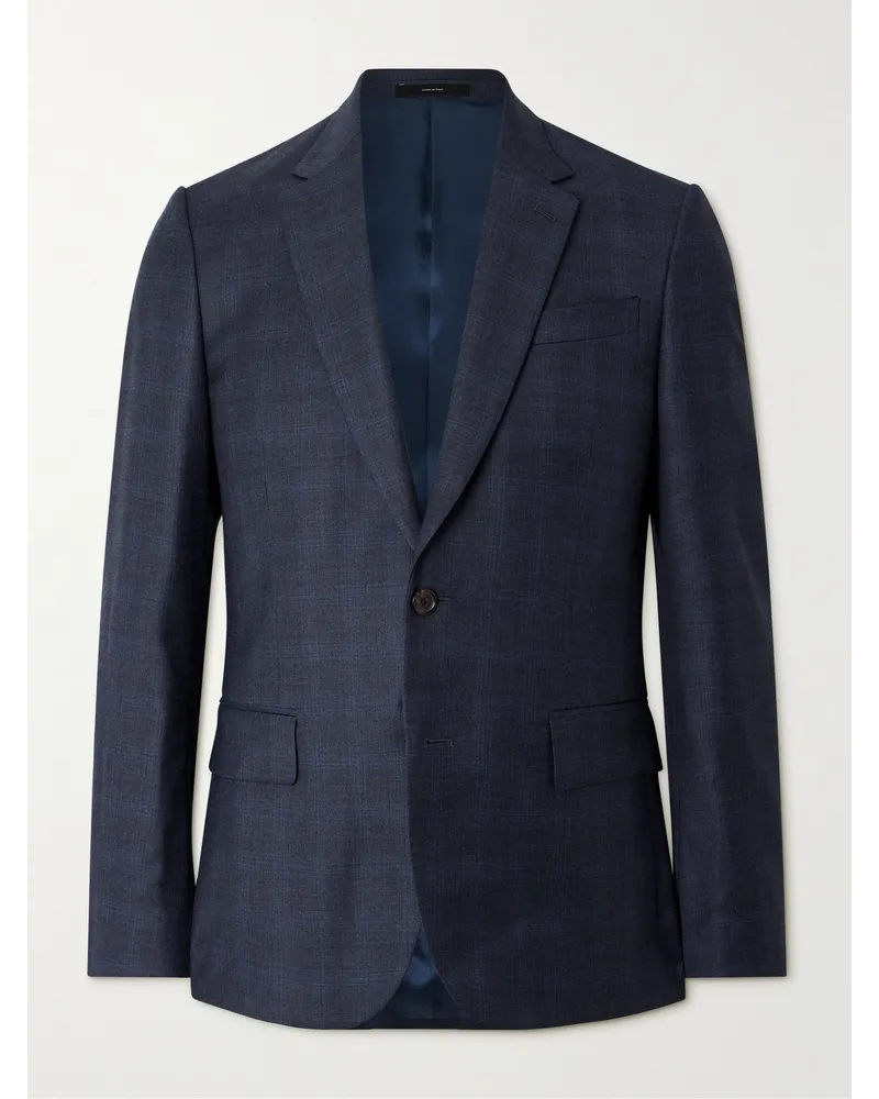 Paul Smith Soho Sakko aus Wolle mit Glencheck-Muster Blau