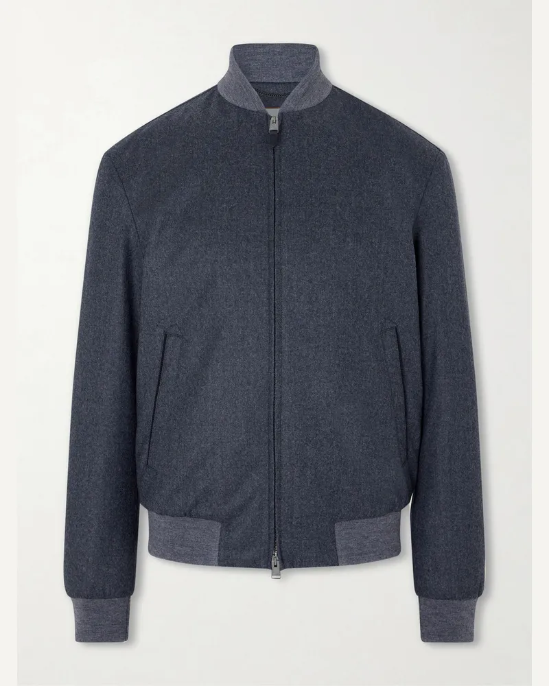 Canali Wool Bomber Jacket Blue