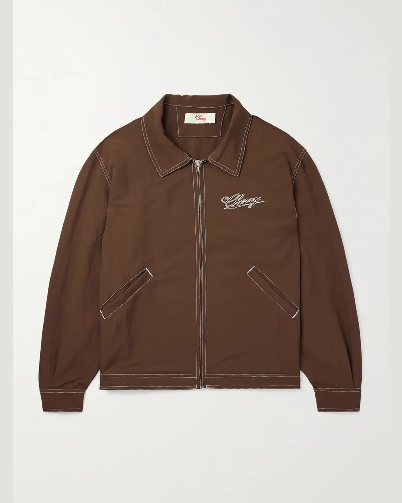 Cherry Los Angeles Jacke aus Nylon mit Logostickereien Braun