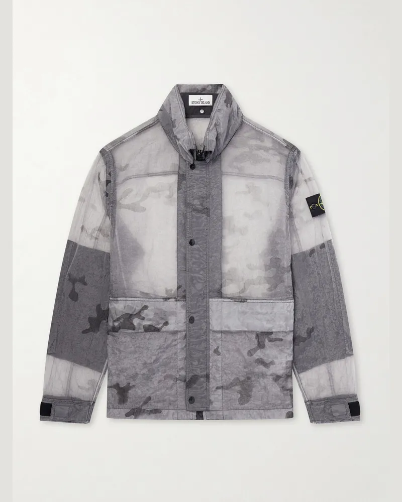 Stone Island Camouflage-Print Shell Jacket Blue