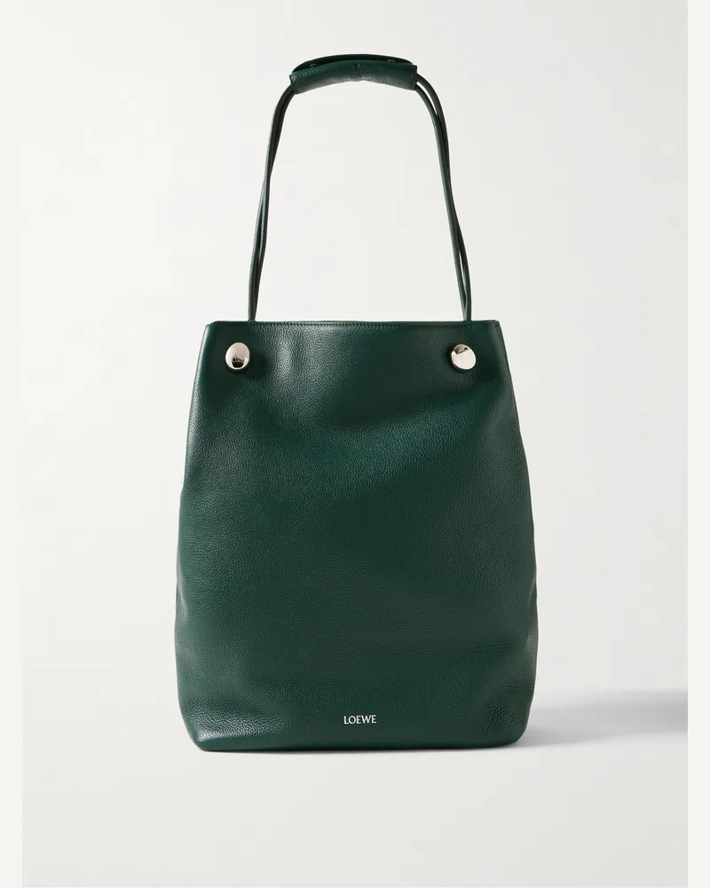 Loewe Pebble Tote aus vollnarbigem Leder Grün