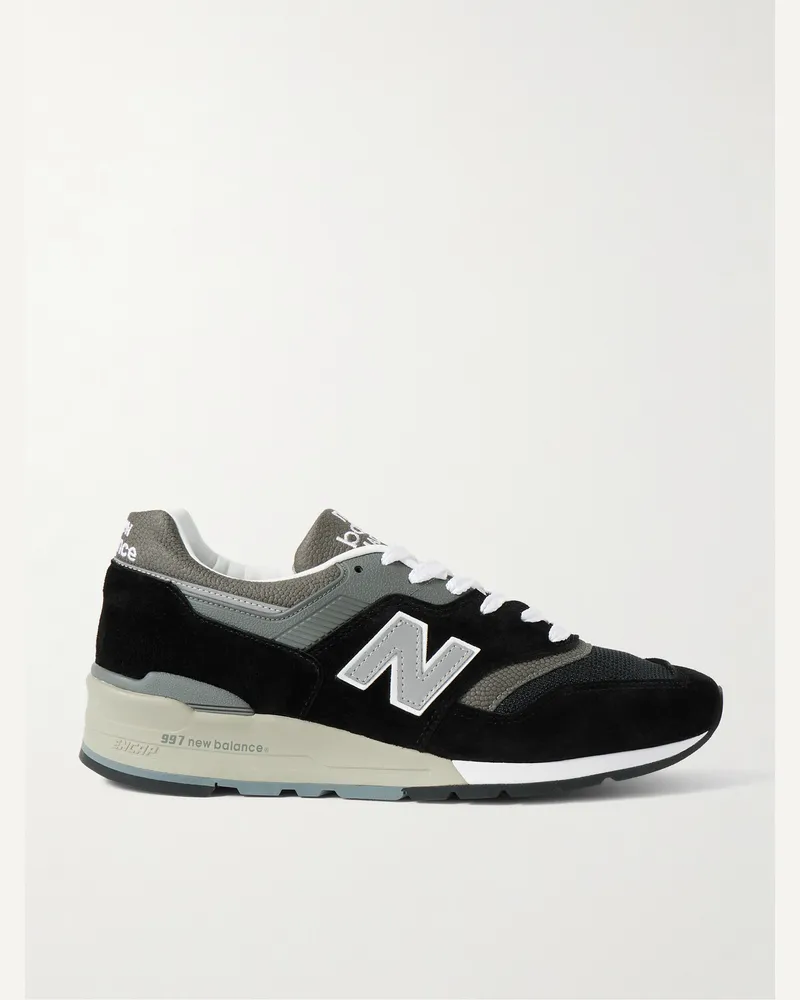 New Balance MiUS 997 Sneakers aus Veloursleder, Mesh und Leder Schwarz