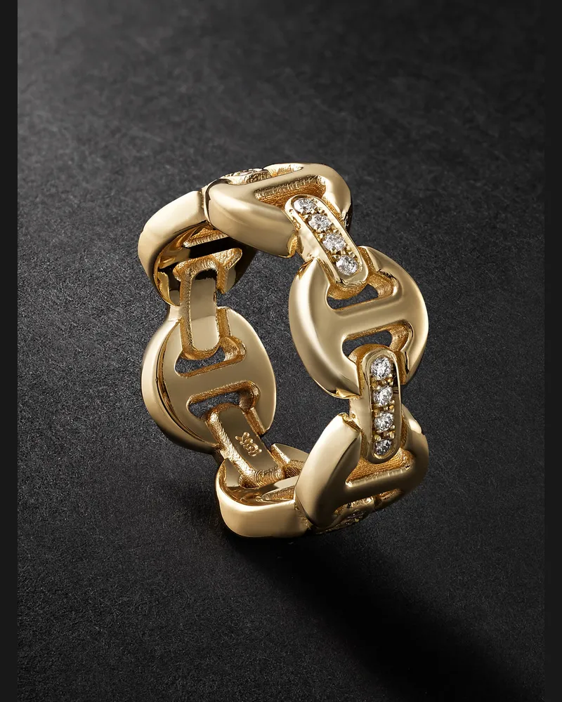 HOORSENBUHS Dame Tri-Link Ring aus 18 Karat Gold mit Diamanten Gold