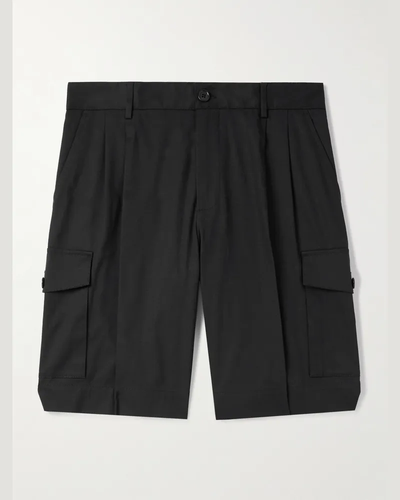 Dolce & Gabbana Gerade geschnittene Shorts aus Stretch-Baumwollgabardine Schwarz