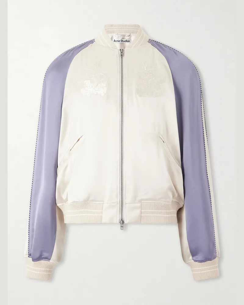 Acne Studios Oskol Dragon Embroidered Satin Bomber Jacket Brown