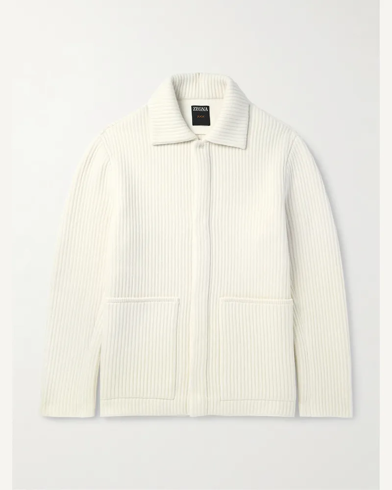 Ermenegildo Zegna Jacke aus einer Woll-Kaschmirmischung in Rippstrick Neutral