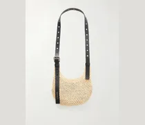 Paula's Ibiza The Punch Hole Leather-Trimmed Raffia Tote Bag