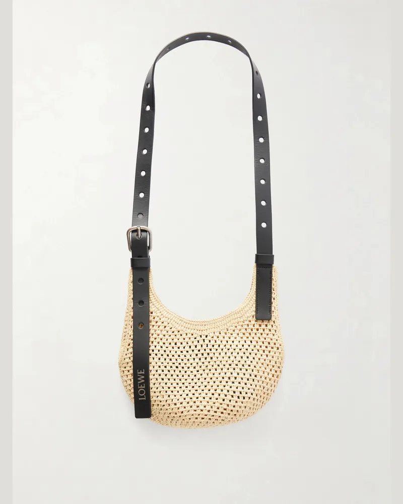 Loewe Paula's Ibiza The Punch Hole Leather-Trimmed Raffia Tote Bag Neutrals
