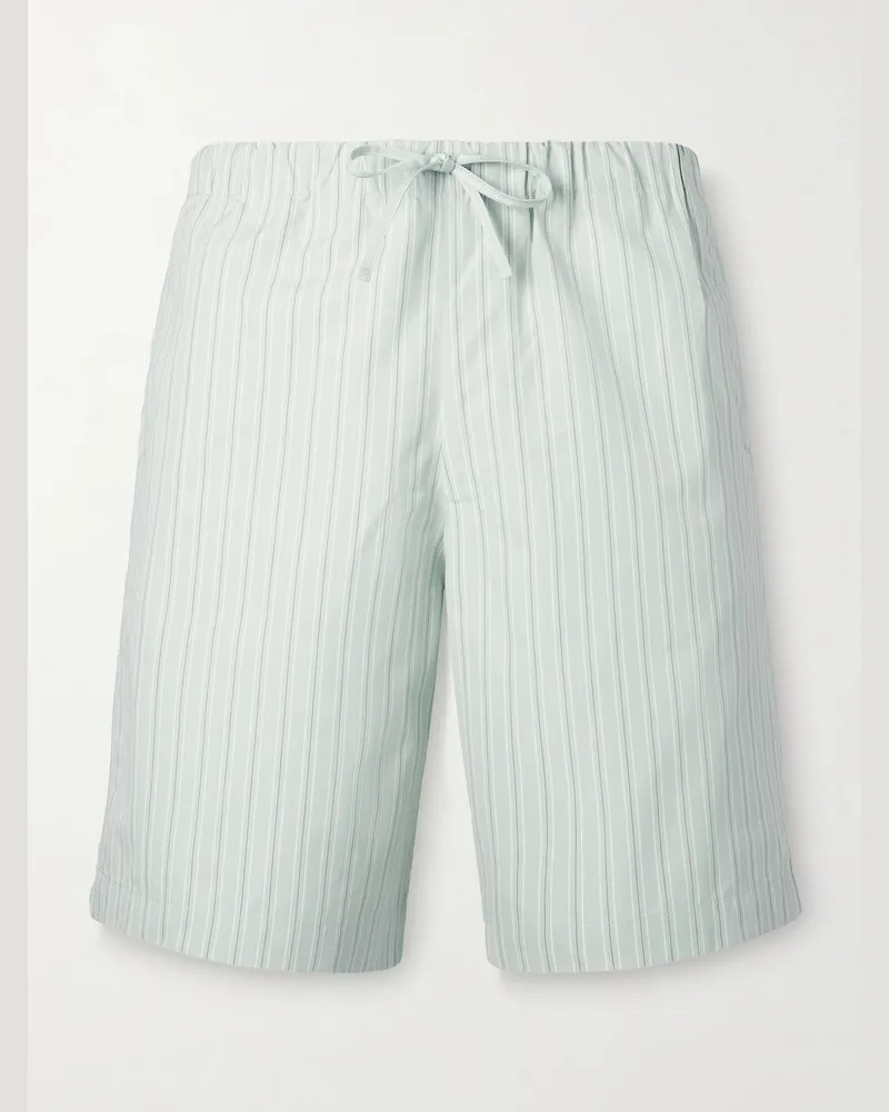 Dries van Noten Straight-Leg Striped Cotton-Poplin Drawstring Shorts Green