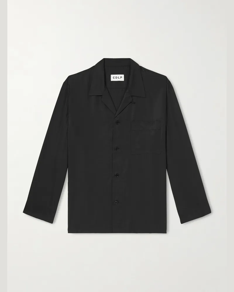 CDLP Camp-Collar Lyocell Pyjama Shirt Black