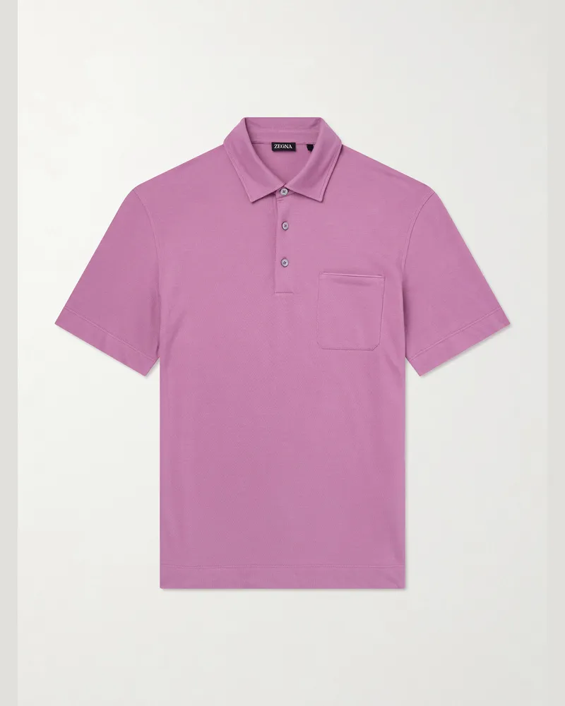 Ermenegildo Zegna Cotton-Jersey Polo Shirt Pink