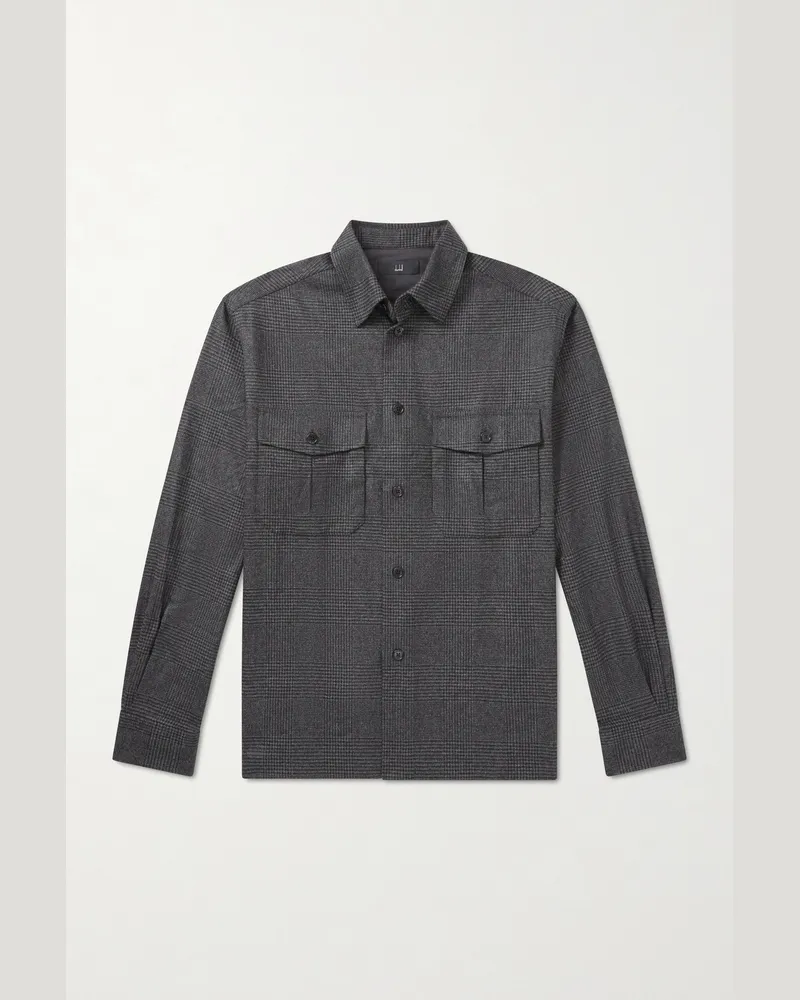 Dunhill Hemdjacke aus einer Woll-Kaschmirmischung mit Glencheck-Muster Grau