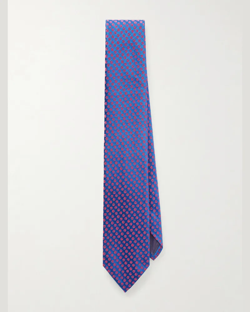 Charvet 8.5cm Silk-Jacquard Tie Blue