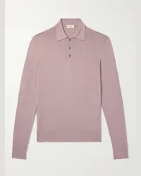 Altea Schmal geschnittener Pullover aus Wolle mit Polokragen in Stückfärbung Pink