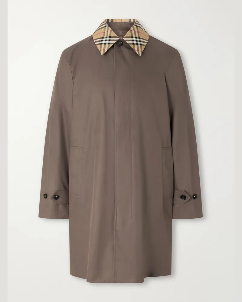 Burberry Tottenham Checked Cotton-Gabardine Trench Coat Brown