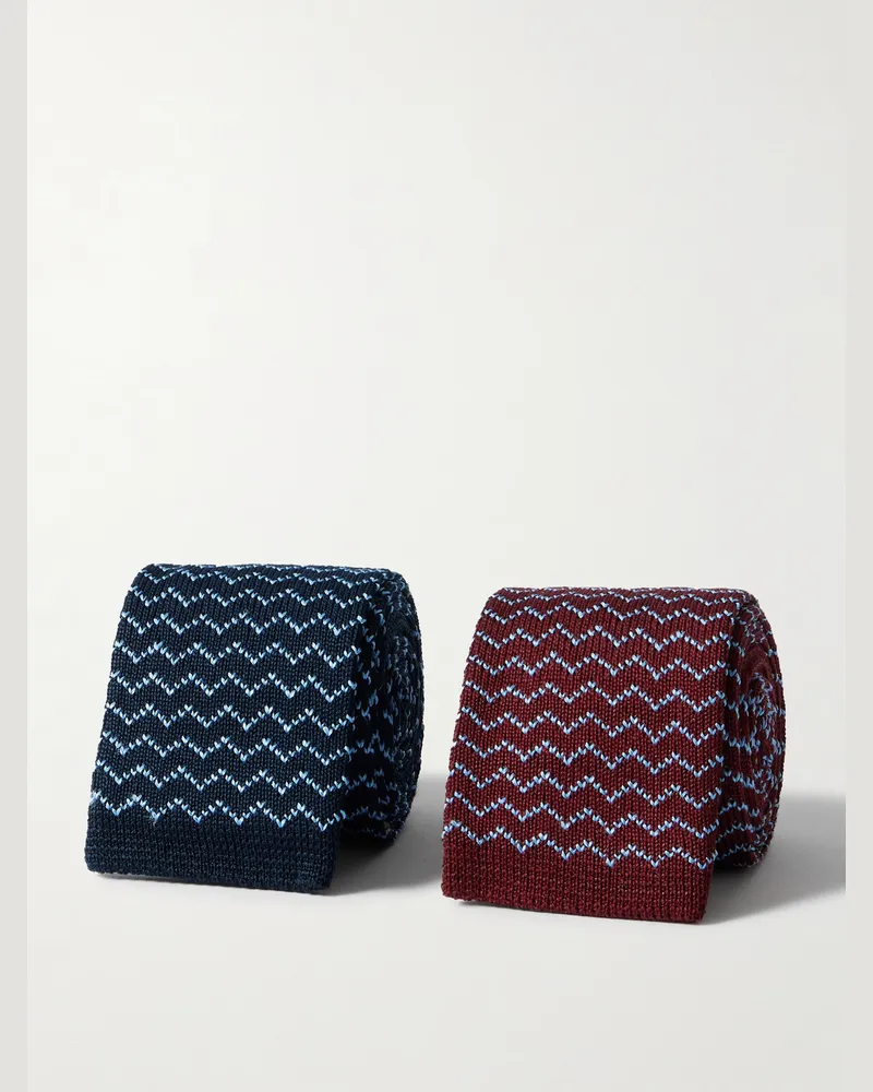Missoni Set aus zwei Krawatten aus Strick aus einer Baumwoll-Seidenmischung, 6 cm Mehrfarbig