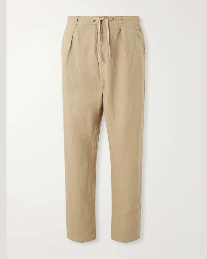 Ralph Lauren Straight-Leg Pleated Linen Trousers Neutrals