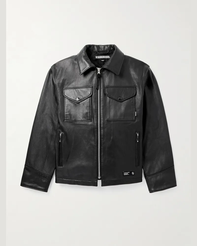 Neighborhood PM Lederjacke Schwarz