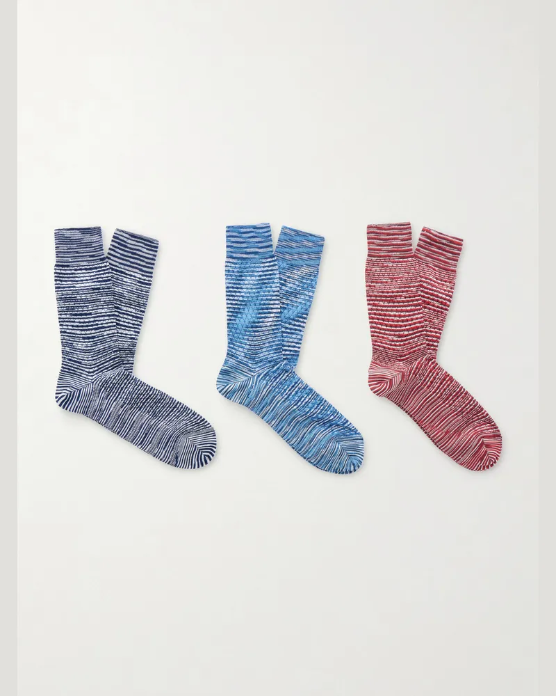 Missoni Three-Pack Crochet-Knit Cotton-Blend Socks Multi