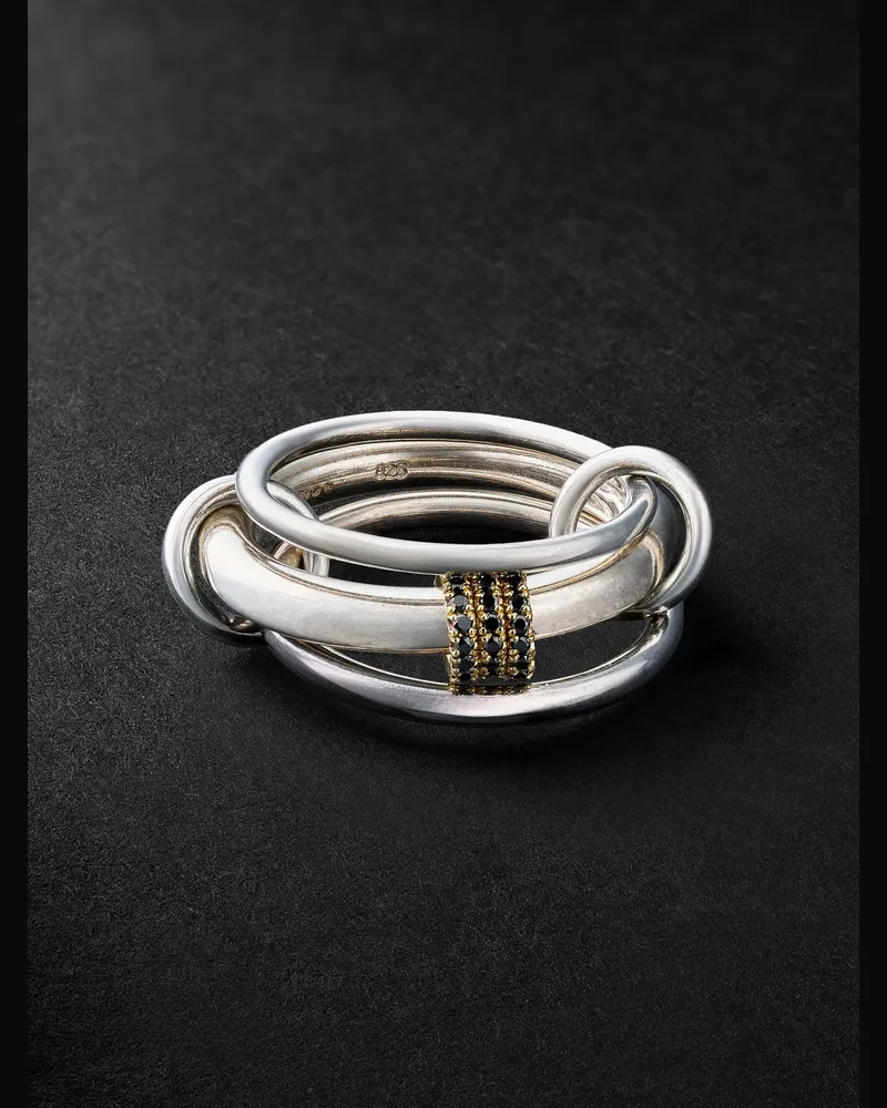 Spinelli Kilcollin Set aus drei Ringen aus Sterlingsilber mit Details aus 18 Karat Gold und Diamanten Gold