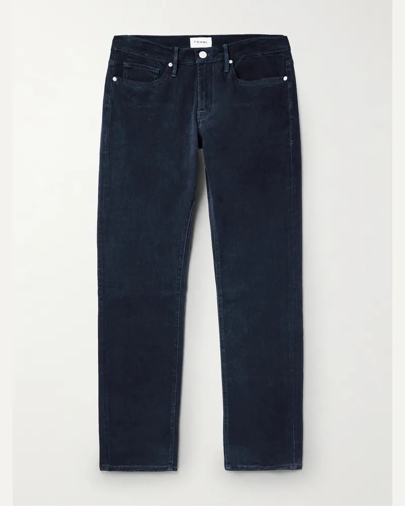 Frame Denim L'Homme Slim-Fit Stretch-Lyocell Trousers Blue