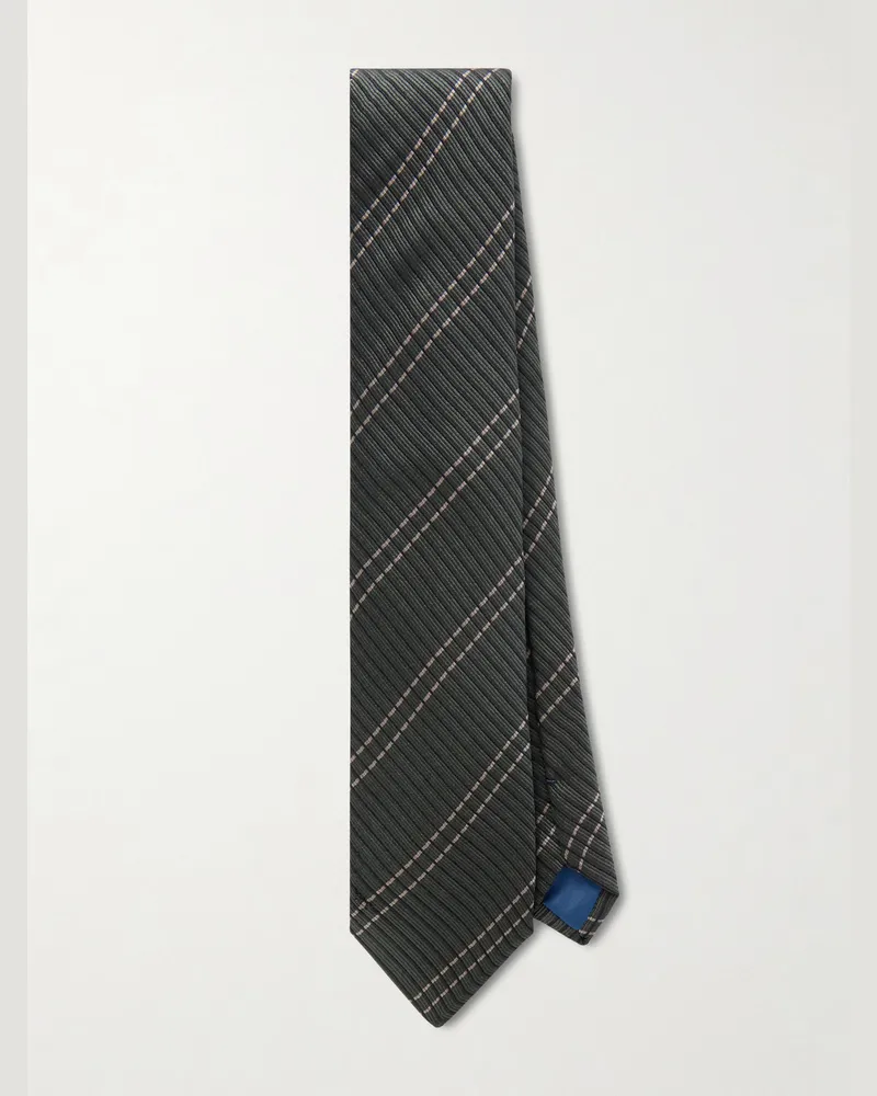 MR P. 8cm Checked Silk-Twill Tie Green