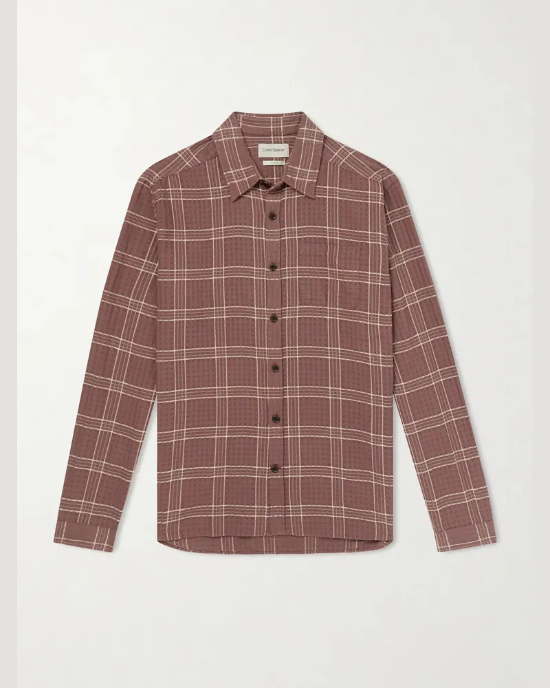 Oliver Spencer New York Special Connell Hemd aus karierter Biobaumwolle Braun