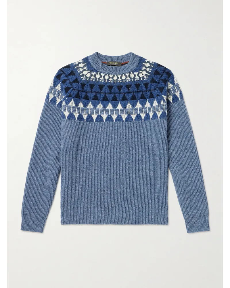 Loro Piana Pullover aus Kaschmir mit Fair-Isle-Muster Blau