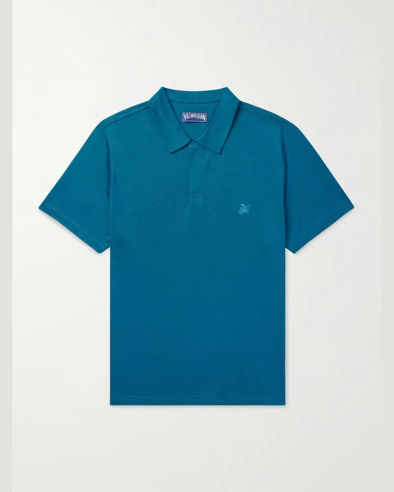 Vilebrequin Pirinol Polohemd aus Tencel™ Lyocell Blau