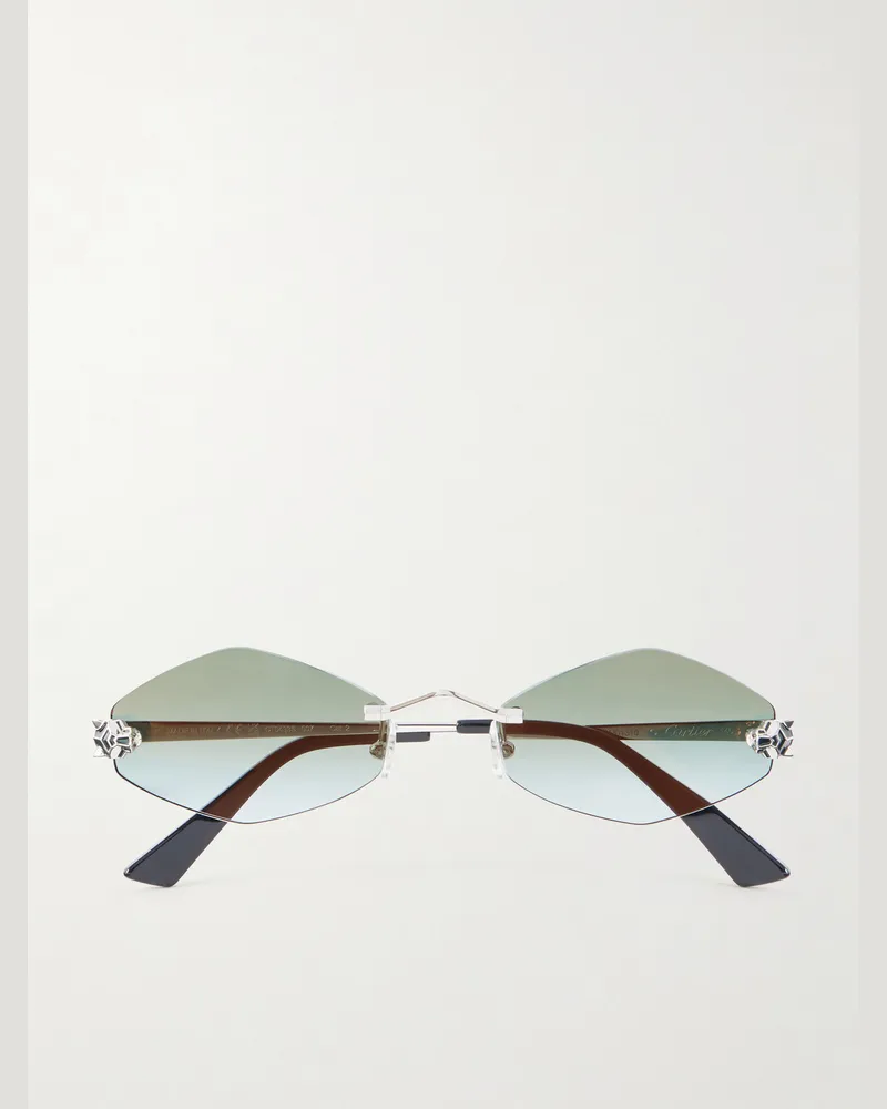 Cartier Panthère Classic Round-Frame Silver-Tone Sunglasses Silver
