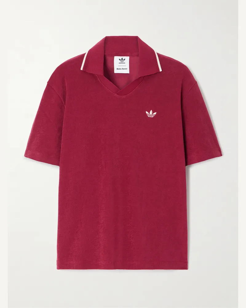 adidas Wales Bonner Polohemd aus Frottee aus einer Baumwollmischung mit Logostickerei Burgunder