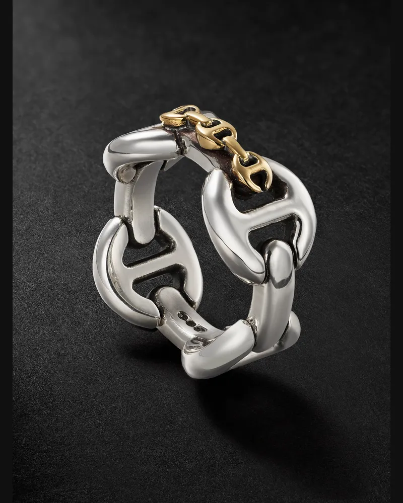 HOORSENBUHS Affix Quad Sterling Silver and 18-Karat Gold Ring Silver