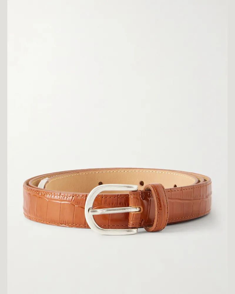 Mfpen Occasion 2cm Croc-Effect Leather Belt Brown