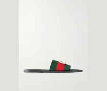 Riviera Appliquéd Striped Webbing Sandals