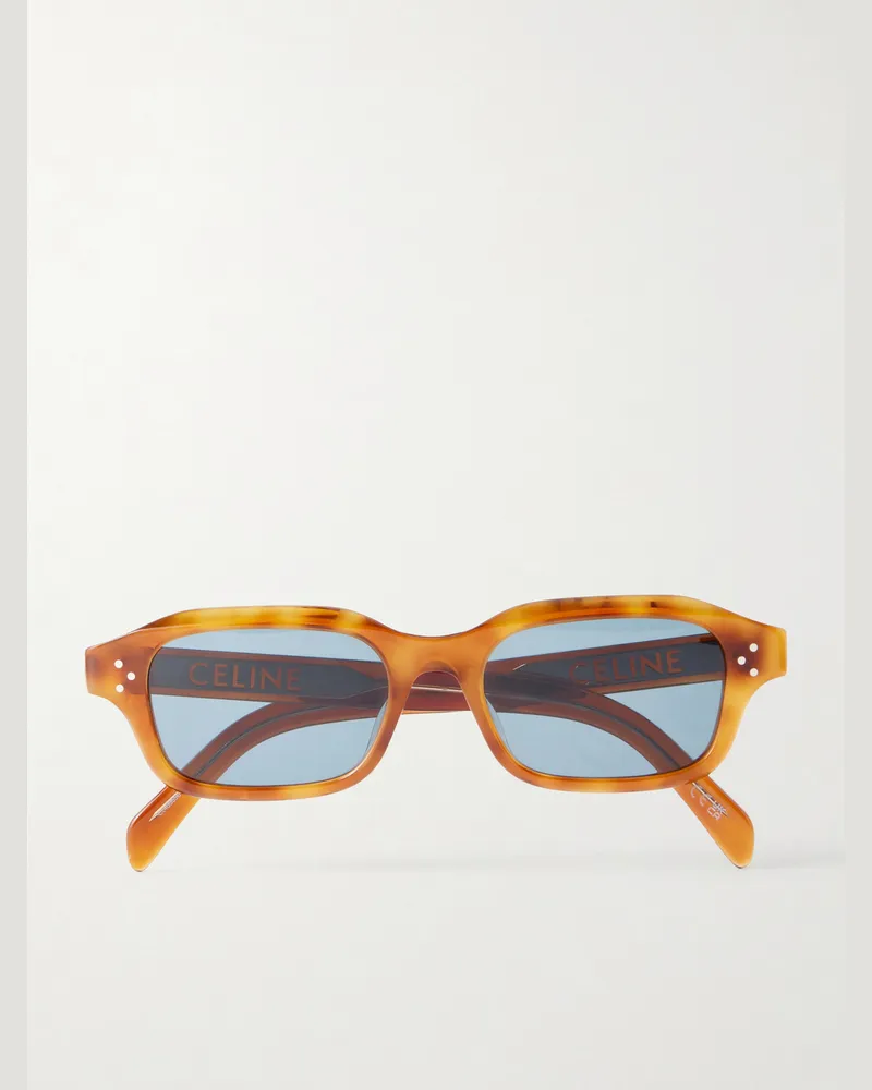 Celine Rectangular-Frame Acetate Sunglasses Tortoiseshell
