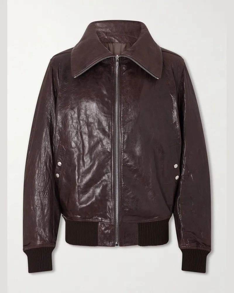 Rick Owens Dracuflight Leather Jacket Brown
