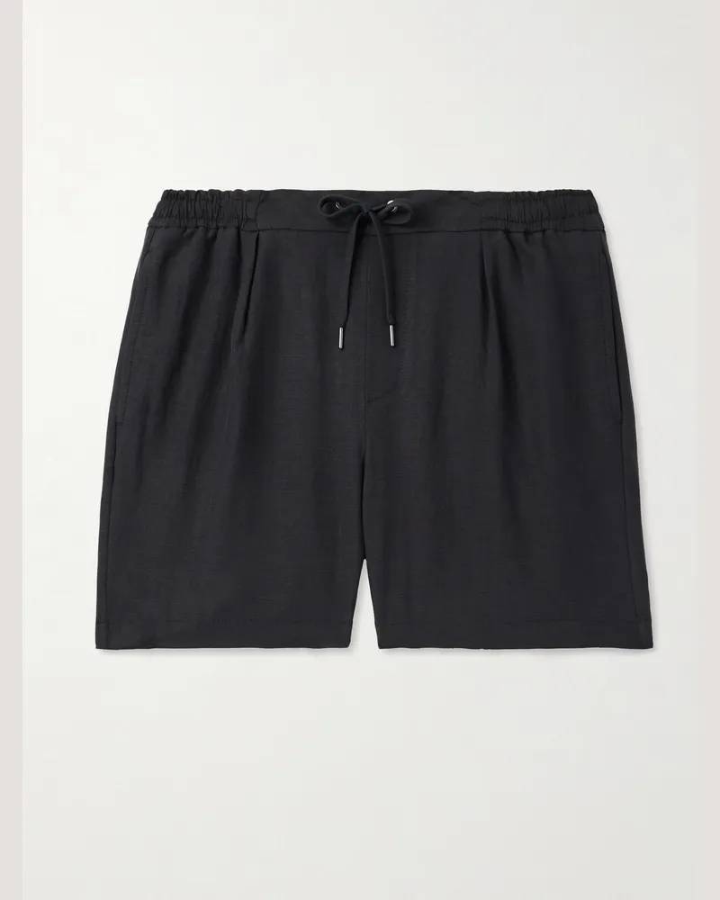 Ralph Lauren Dorset gerade geschnittene Shorts aus einer Seiden-Leinenmischung mit Kordelzugbund und Falten Schwarz