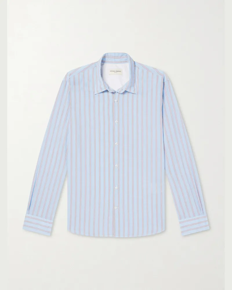 Officine Generale Giacomo Hemd aus gestreifter Baumwollpopeline Blau