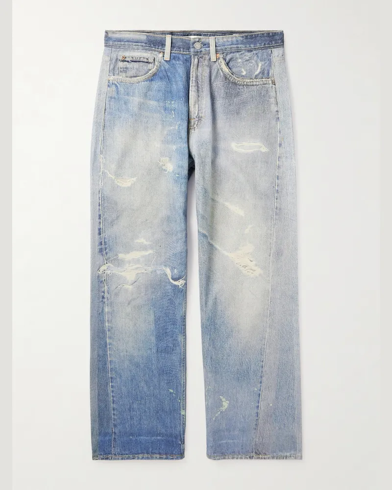 Our Legacy Third Cut Straight-Leg Printed Jeans Blue