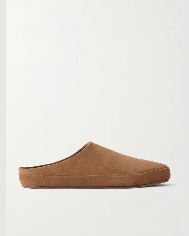 Loro Piana Tomori Slippers aus Veloursleder Braun