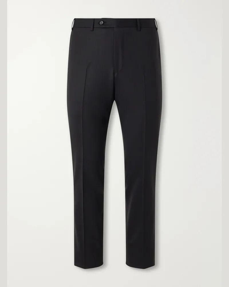 Canali Slim-Leg Stretch Wool-Twill Suit Trousers Black