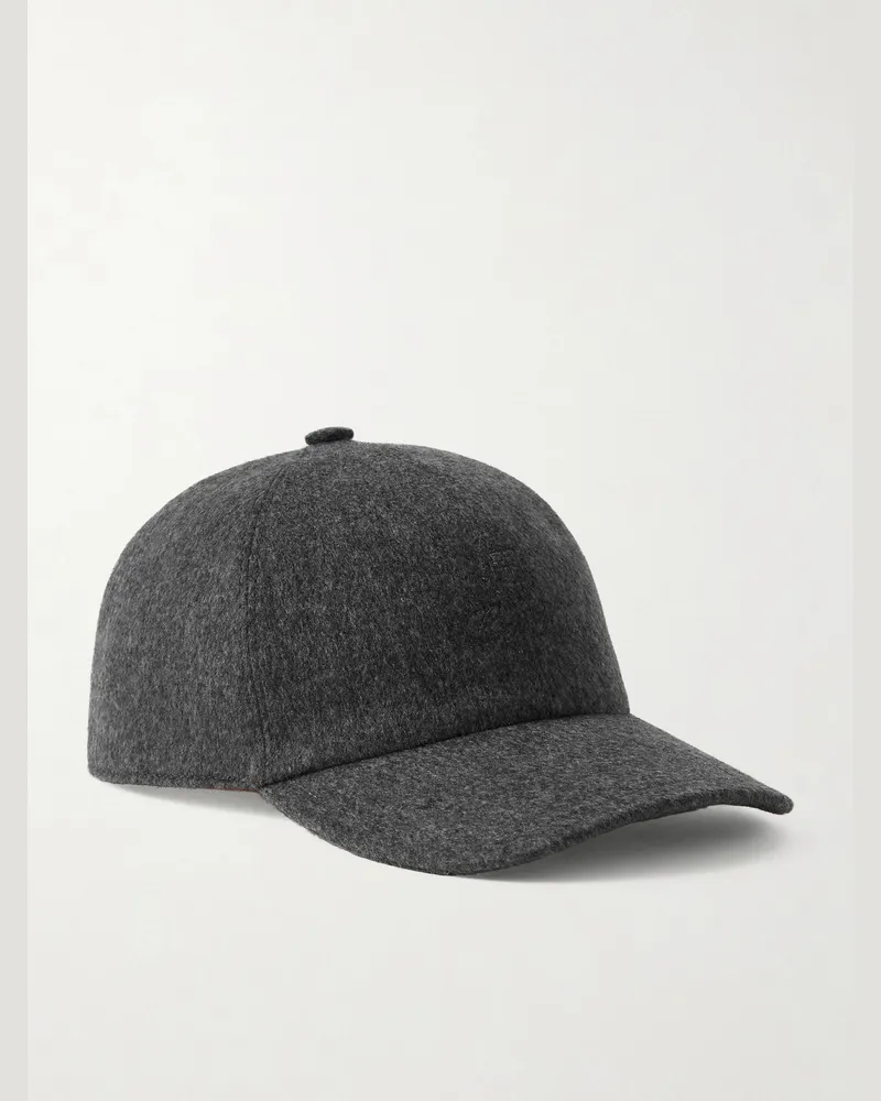 Loro Piana Logo-Embroidered Storm System Baby Cashmere Baseball Cap Gray