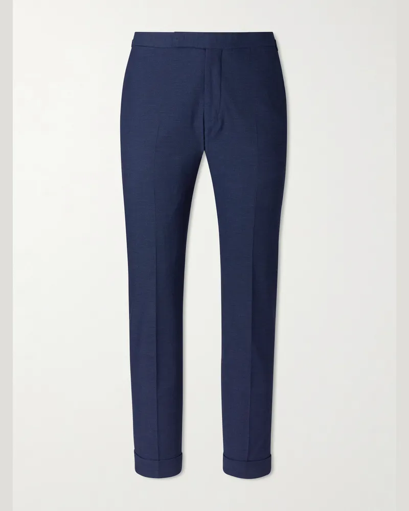 Ralph Lauren Chester Straight-Leg Stretch-Canvas Suit Trousers Blue