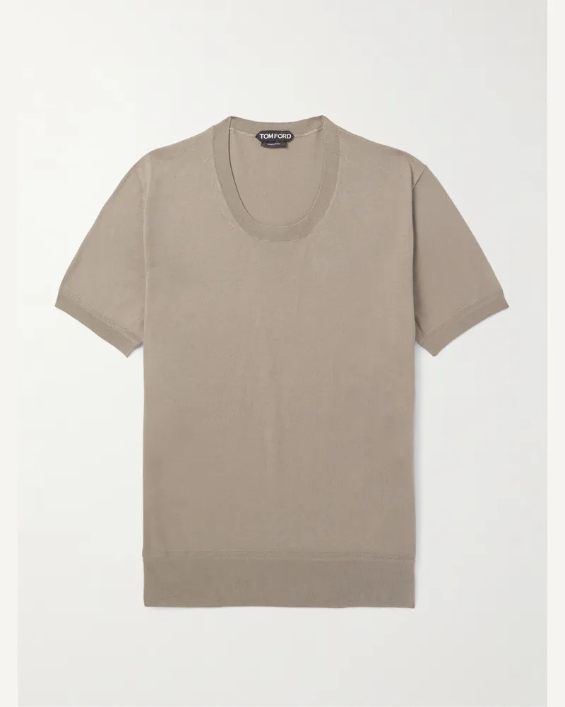 Tom Ford Schmal geschnittenes T-Shirt aus Baumwolle Neutral