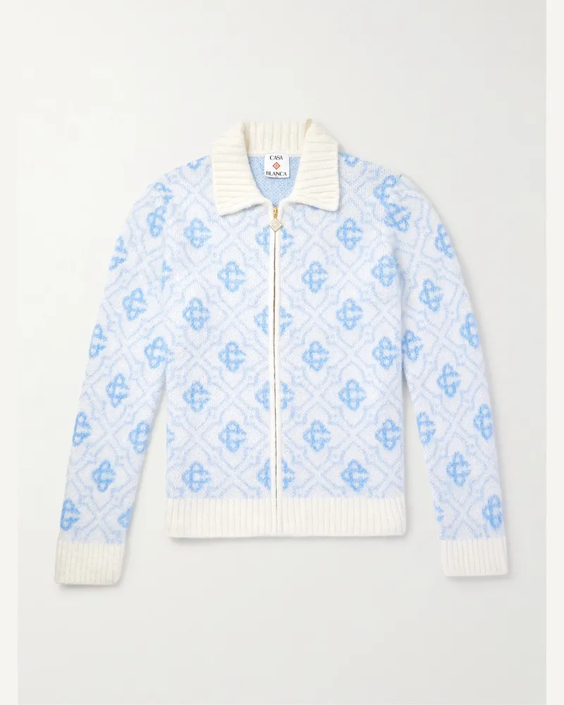 Casablanca Paris Cardigan aus Jacquard-Strick mit Reißverschluss Weiß