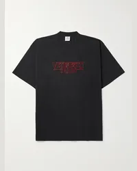 VETEMENTS Oversized-T-Shirt aus Baumwoll-Jersey mit Logoprint Schwarz