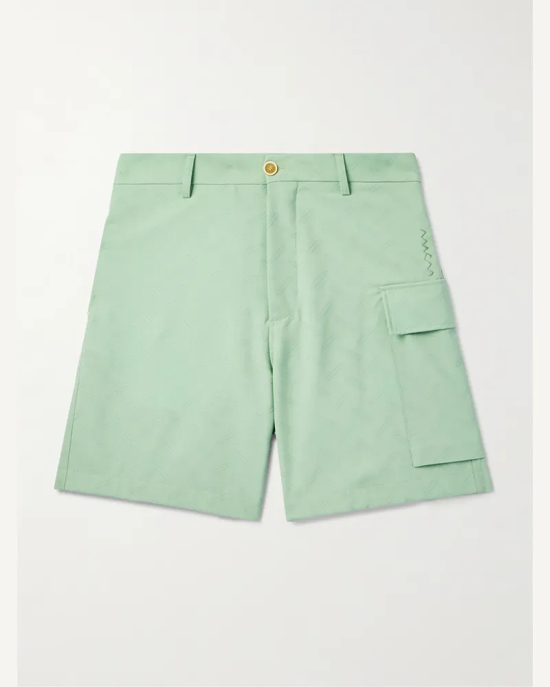 Marni Confetti gerade geschnittene Cargoshorts aus Grain de Poudre aus Wolle mit Stickereien Grün